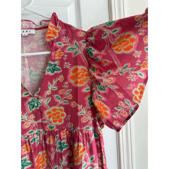 THML Floral Midi Dress Flutter Sleeve size small - Picture 5 of 6